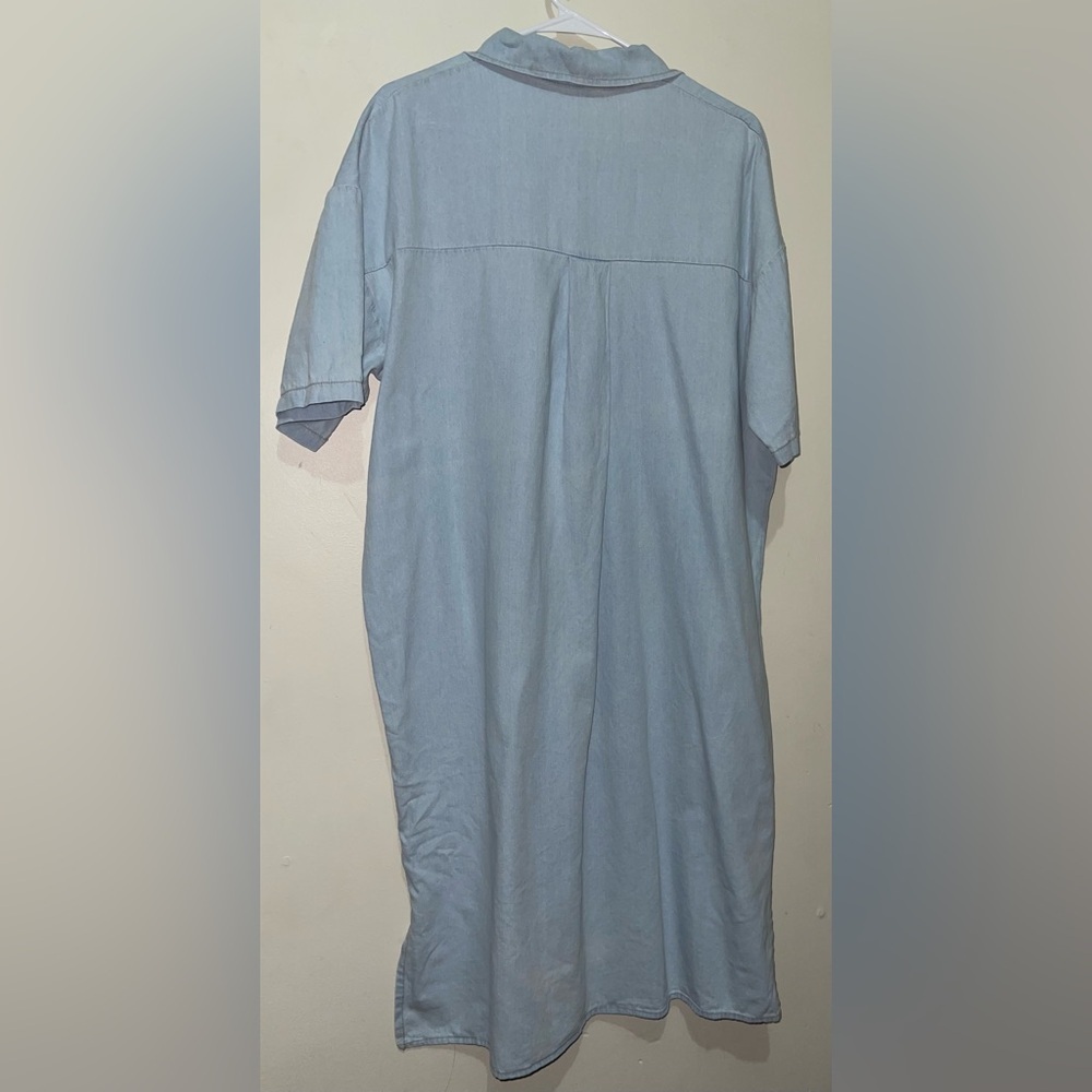 Minimalist Pullover Button Front Denim Dress - image 6